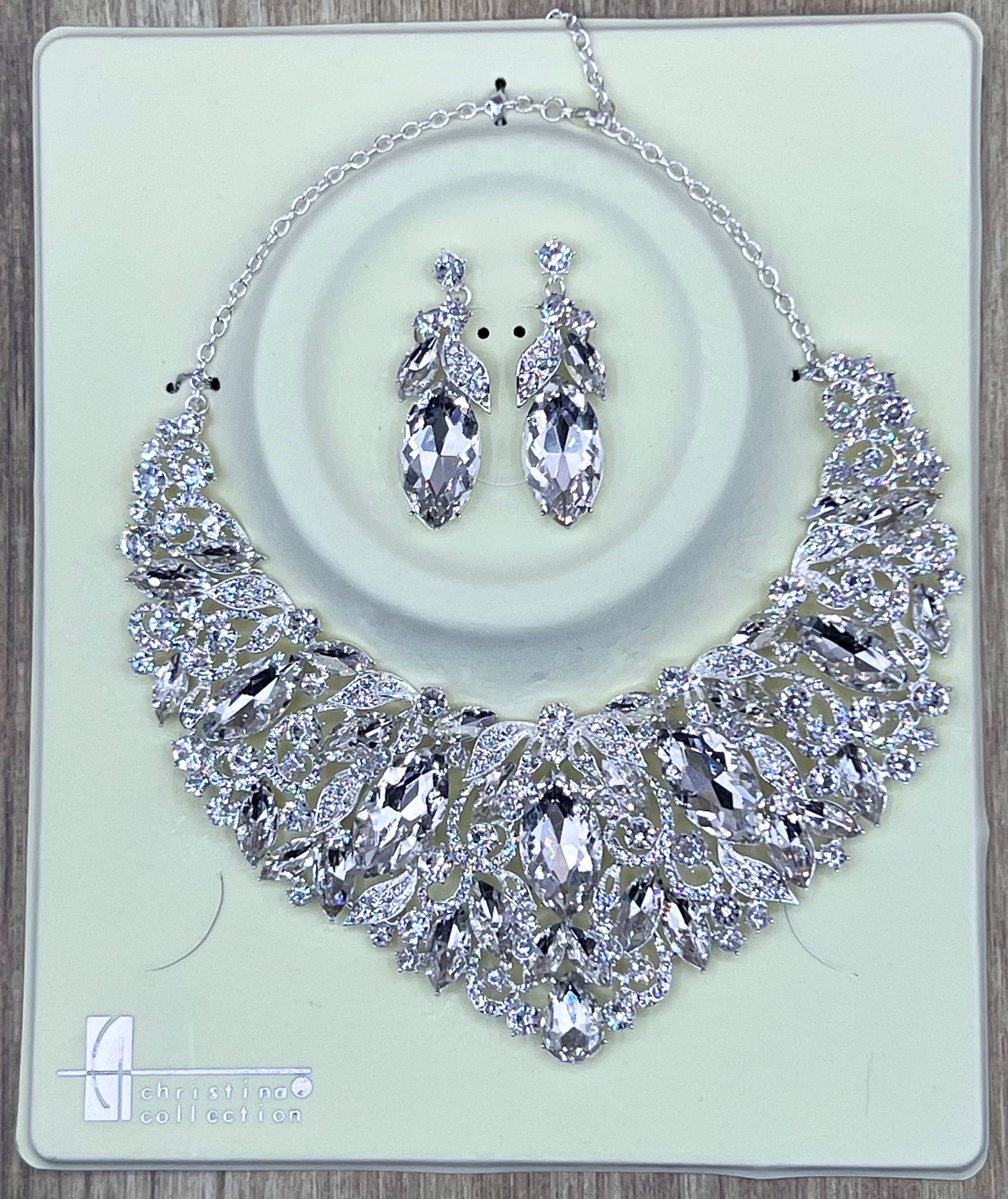 Clear Crystal Necklace and Earring Set